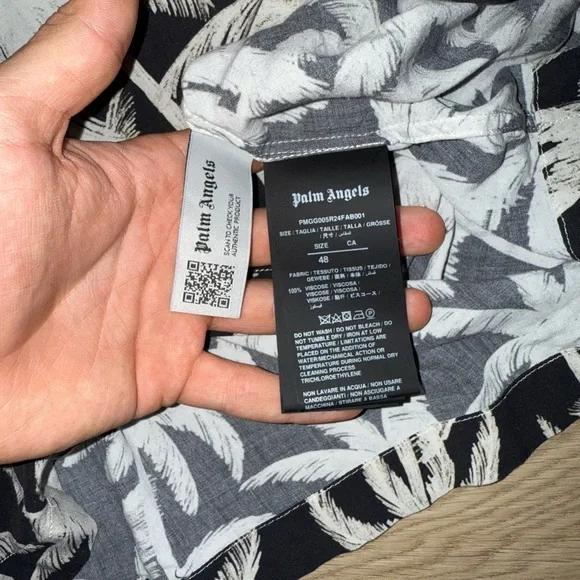 Palm Angels Palm Tree Print Black/White Button Down Shirt